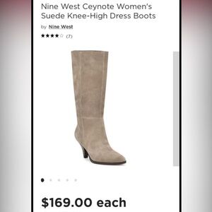 BRAND NEW NINE WEST suede gray heeled boots.